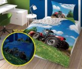 DETEXPOL Posteljina Traktor na livadi koja svijetli Bavlna, 140/200, 70/80 cm Posteljina foto print