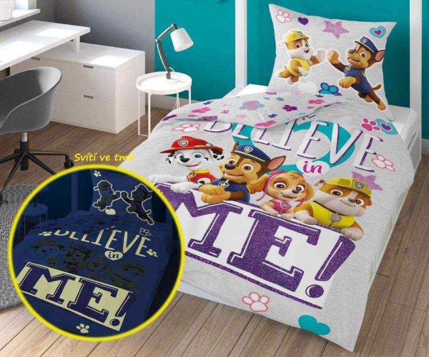 DETEXPOL Posteljina Paw Patrol vjeruje svjetleća Bavlna, 140/200, 70/80 cm - Posteljina sa licencijom