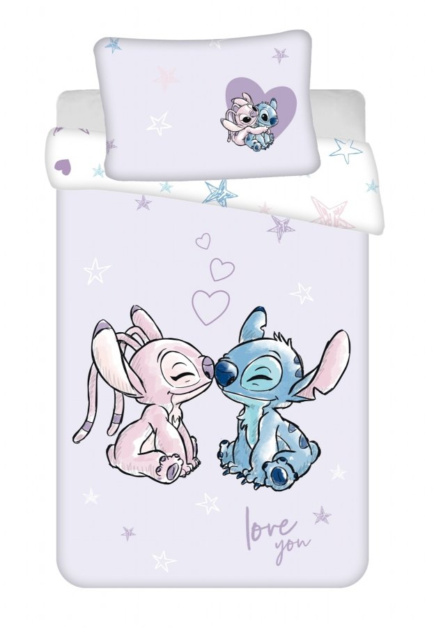 Posteljina za dječji krevetić Lilo i Stitch Purple baby 100x135, 40x60 cm - Dječja posteljina licencirana