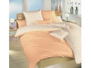Posteljina pamuk Cvjetići narančasti/Prugice 140x200, 70x90 cm Posteljina za krevete - Posteljina - Posteljina pamuk
