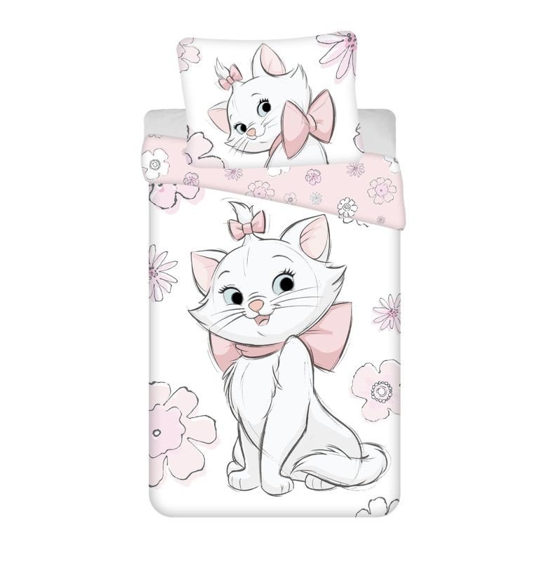 JERRY FABRICS Posteljina Marie Cat Flowers 03 Pamuk, 140/200, 70/90 cm - Posteljina sa licencijom