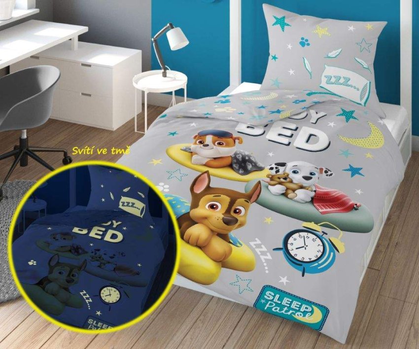 DETEXPOL Povlečení Paw Patrol sleep svítící Bavlna, 140/200, 70/80 cm - Posteljina sa licencijom