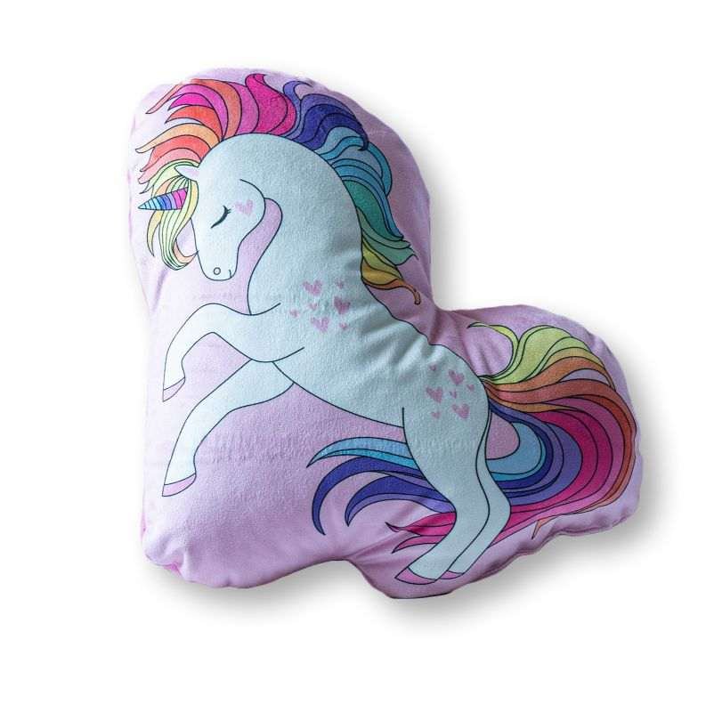 DETEXPOL Oblikovani jastuk od mikropliš Jednorog duga Poliester, 33x30 cm - jastučići s podstavom