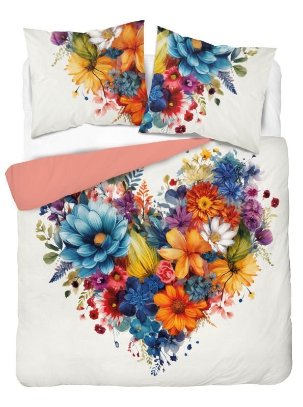 DETEXPOL Francuska posteljina Cvjetovi heart Pamuk, 220/200, 2x70/80 cm - Posteljina klasičan uzorak