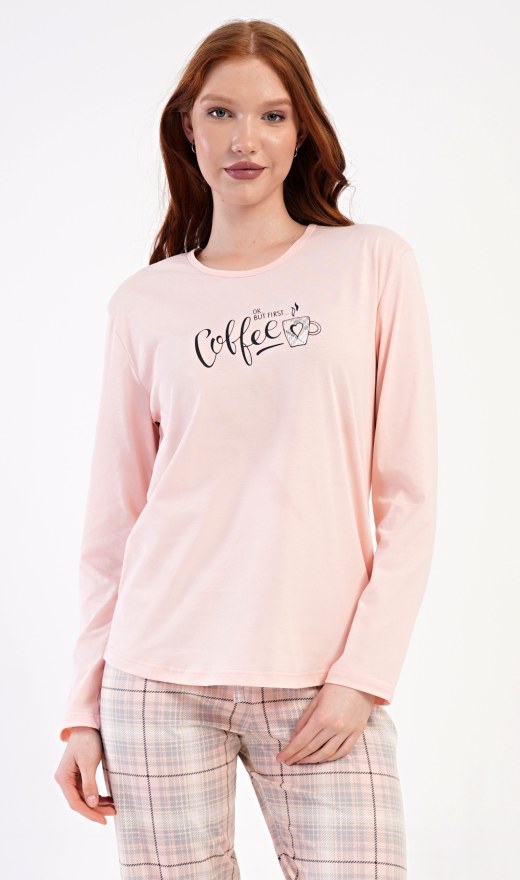 Ženska duga pidžama Coffee - Ženske pidžame s dugim rukavima