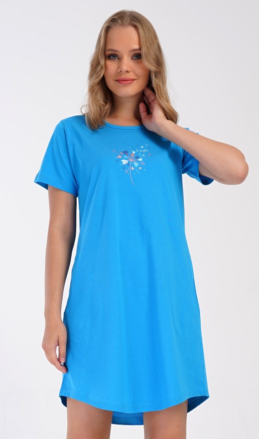 Ženska kućna haljina s kratkim rukavima Maslačak - Ženske noćne košulje s kratkim rukavima