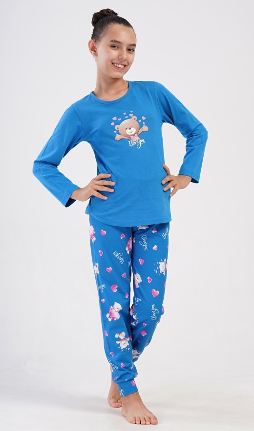 Dječja pidžama duga Medo I love you - Djevojačke pidžame s dugim rukavima