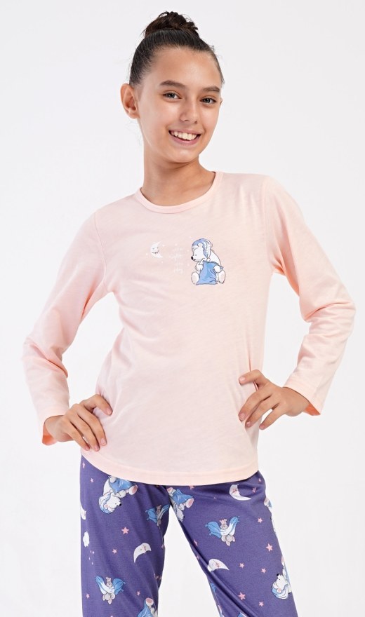 Dječja duga pidžama Medo s jastukom - Djevojačke pidžame s dugim rukavima