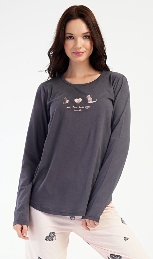 Ženska duga pidžama Mačka - Ženske pidžame s dugim rukavima