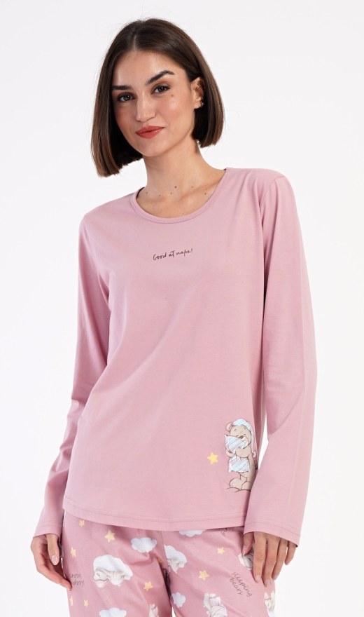 Duga ženska pidžama Medo s jastukom - Ženske pidžame s dugim rukavima