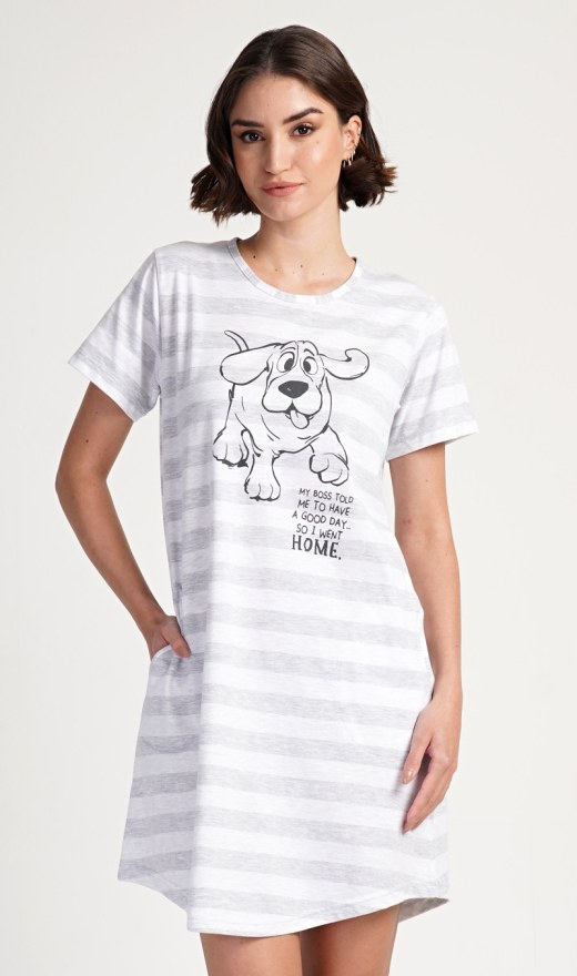 Ženska kućna haljina s kratkim rukavima Sarah - Ženske noćne košulje s kratkim rukavima