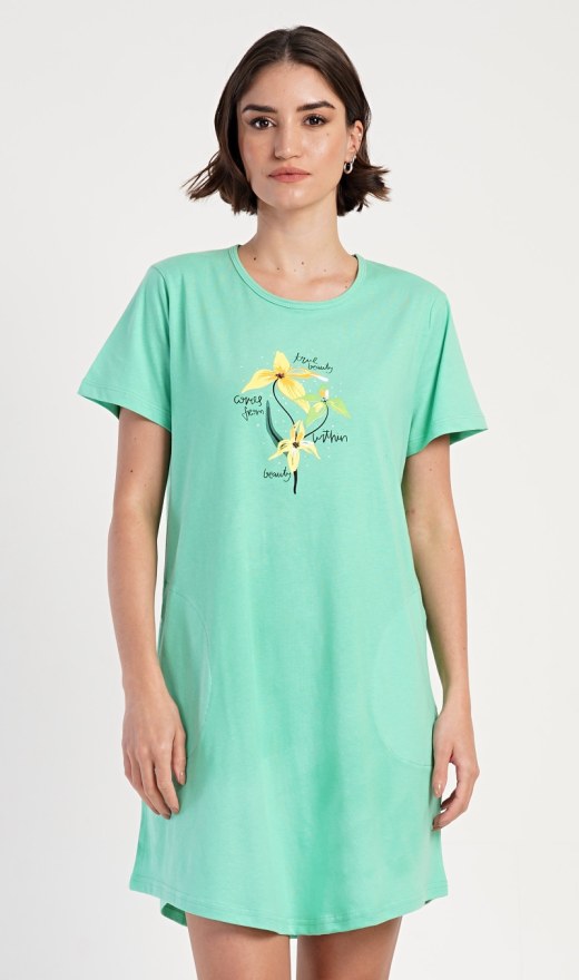 Ženska kućna haljina s kratkim rukavima Paula - Ženske noćne košulje s kratkim rukavima