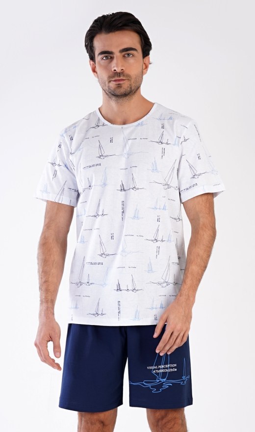 Muška pidžama kratke hlače Jedrilice - Muške pidžama kratke hlače