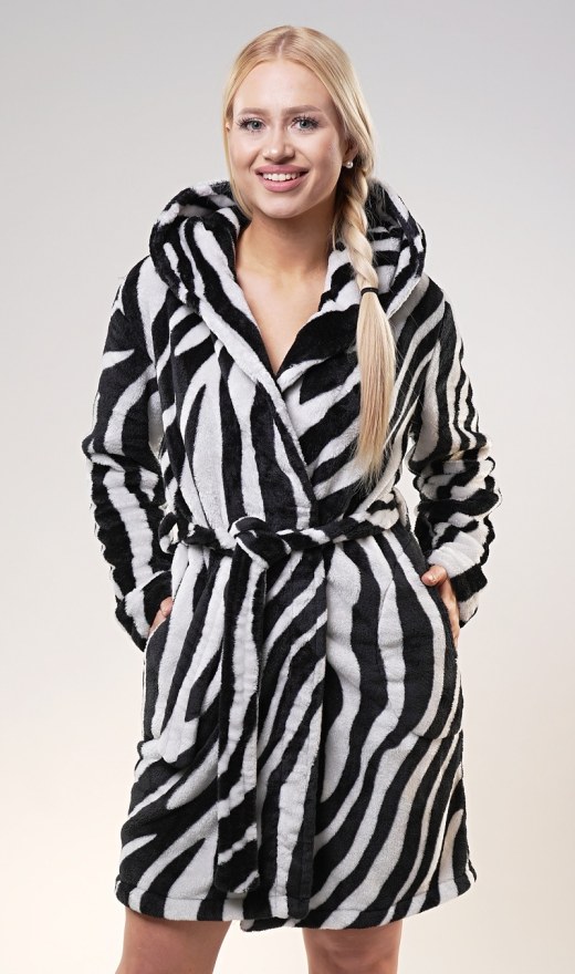 Ženski kratki ogrtač s kapuljačom Zebra - Ženski kratki ogrtači