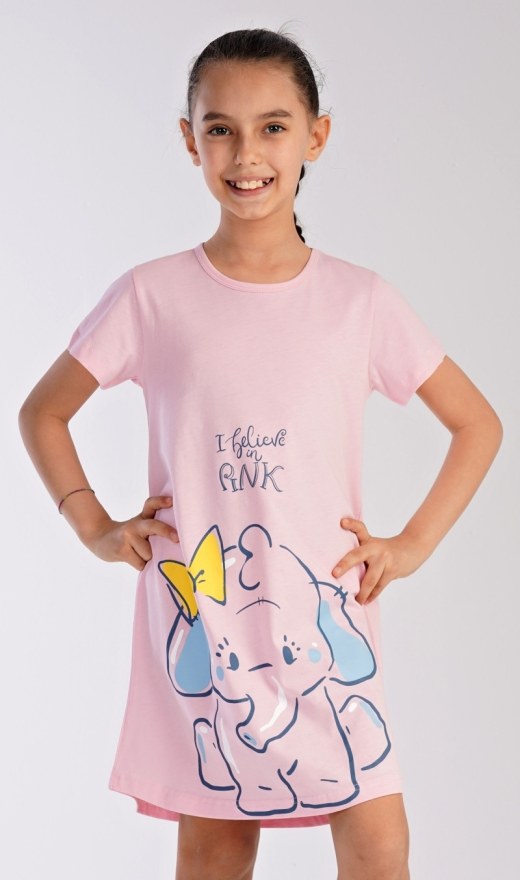 Dječja noćna košulja s kratkim rukavima Slon - Djevojačka noćna košulja s kratkim rukavima