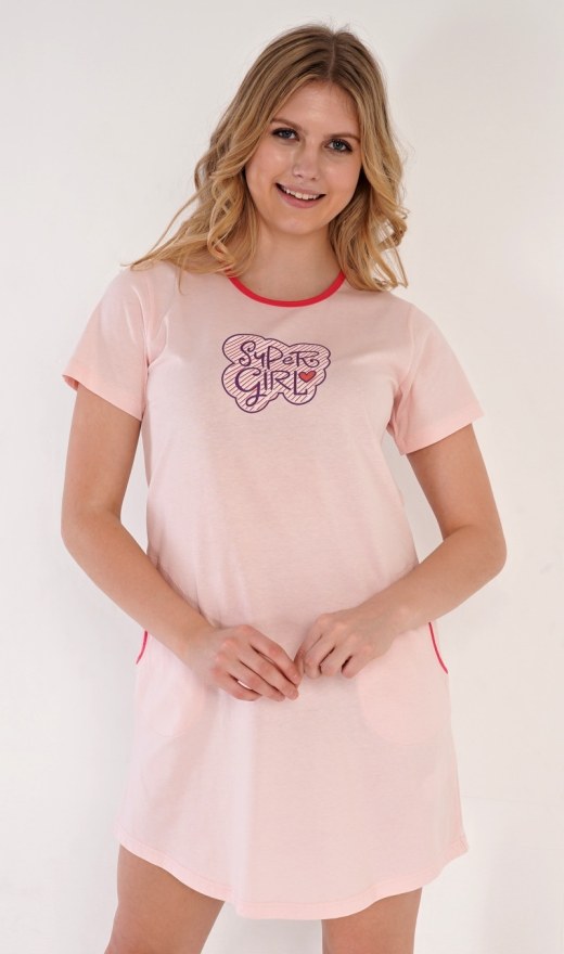 Ženska kućna haljina s kratkim rukavima Super girl - Ženske noćne košulje s kratkim rukavima