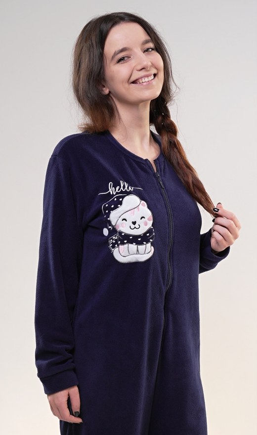 Ženski kombinezon Mačka - Ženska pidžama velur, polar, soft