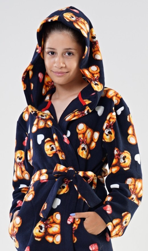 Dječji ogrtač s kapuljačom Medvjedić - Djevojački ogrtači