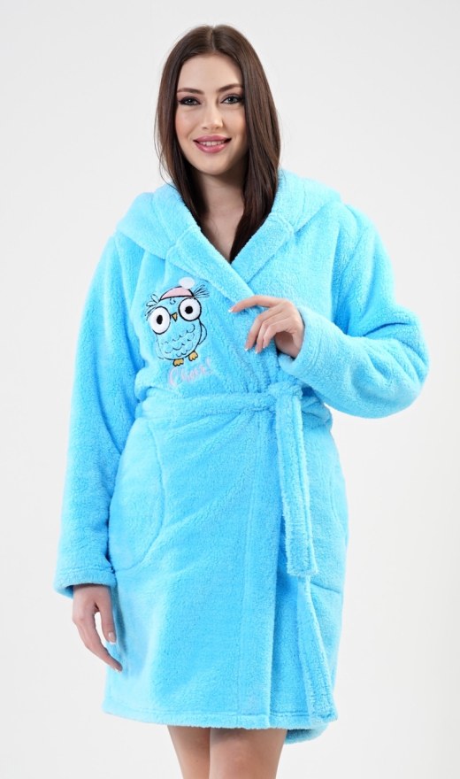 Ženski kratki ogrtač s kapuljačom Sova - Ženski kratki ogrtači