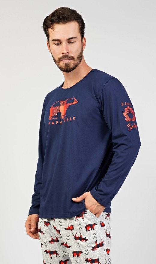 Muška pidžama duga Papa bear - Muške pidžame s dugim rukavima