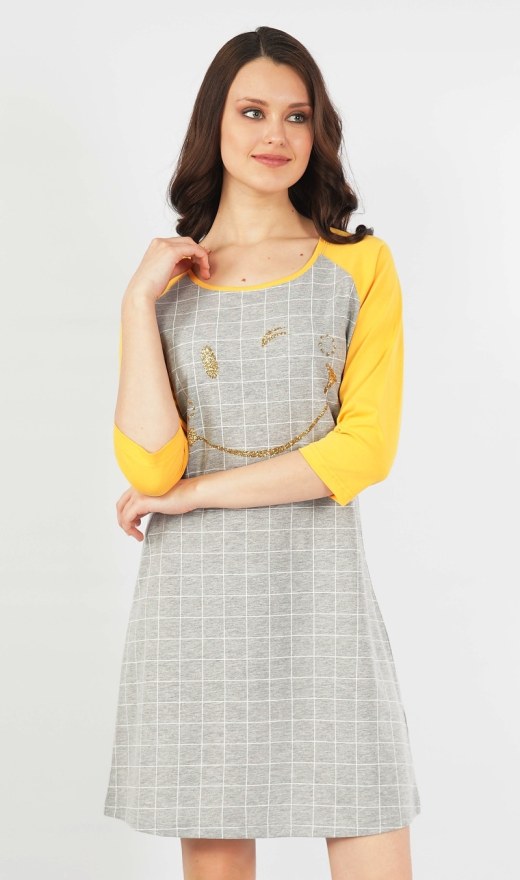 Ženska noćna košulja s tročetvrt rukavima Osmijeh - Ženske noćne košulje s tročetvrt rukavima