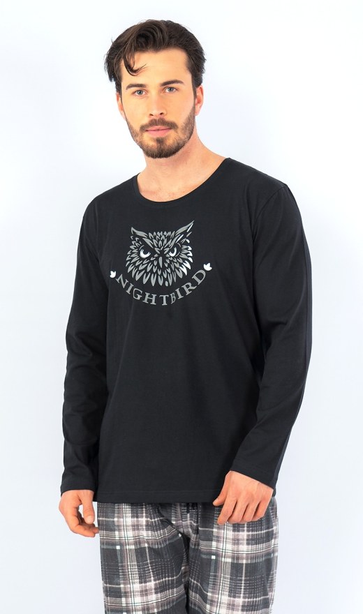 Muška pidžama duga Sova - Muške pidžame s dugim rukavima