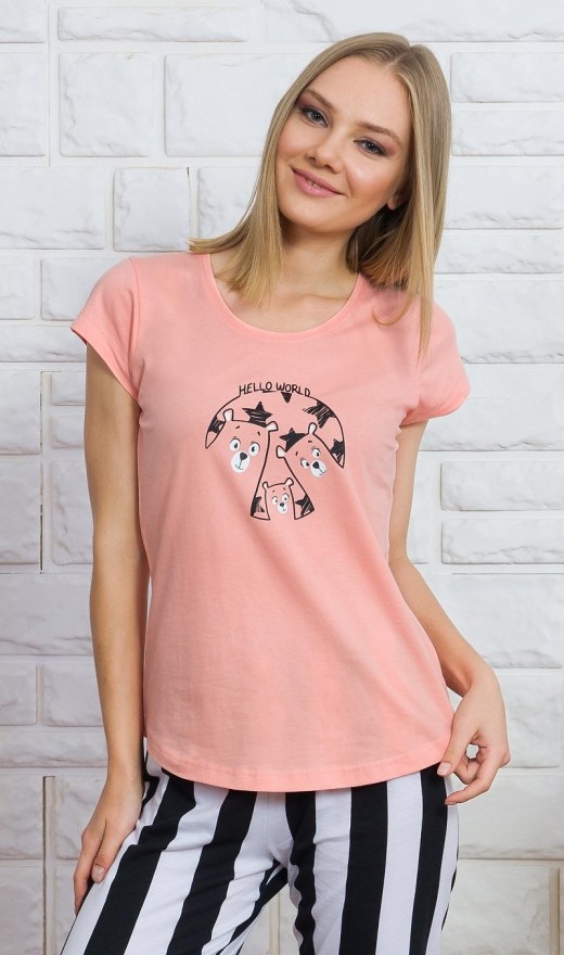 Ženska kapri pidžama Hello world - Ženske pidžame kapri