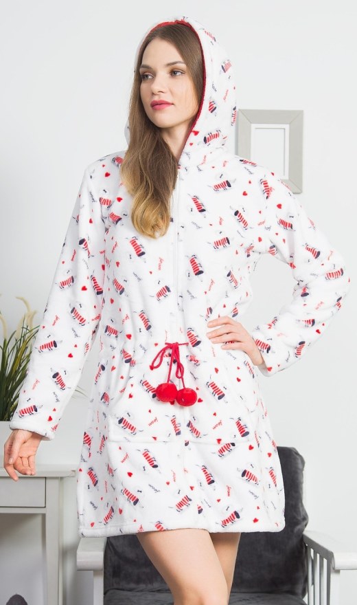 Ženski kratki ogrtač s kapuljačom na patent Jezevčík - Ženski kratki ogrtači