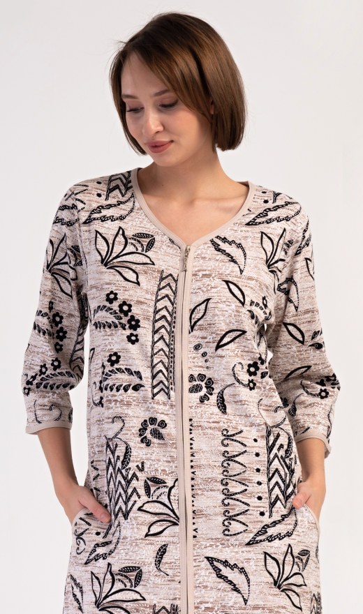 Ženska kućna haljina s tročetvrt rukavima Elena