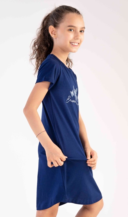 Dječja noćna košulja s kratkim rukavima Butterfly - Djevojačka noćna košulja s kratkim rukavima