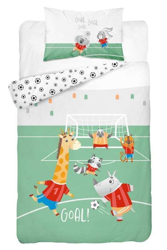 DETEXPOL Bambusova posteljina za dječji krevetić Životinje nogomet Pamuk, Bambus, 100/135, 40/60 cm - Posteljina za dječji krevetić