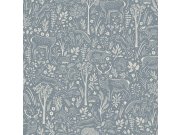 Flis tapeta za zid, plava, životinje u šumi, LD3415 | Ljepilo besplatno Grandeco