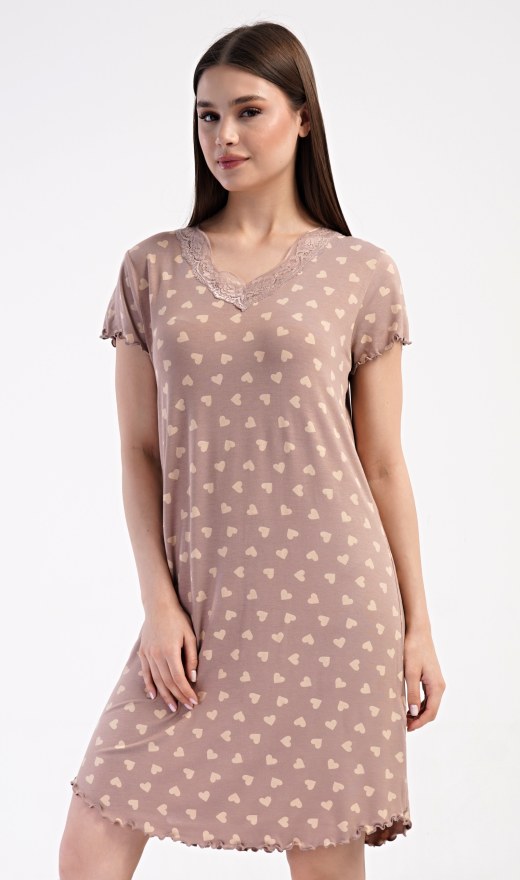Ženska noćna košulja s kratkim rukavima Srčeka