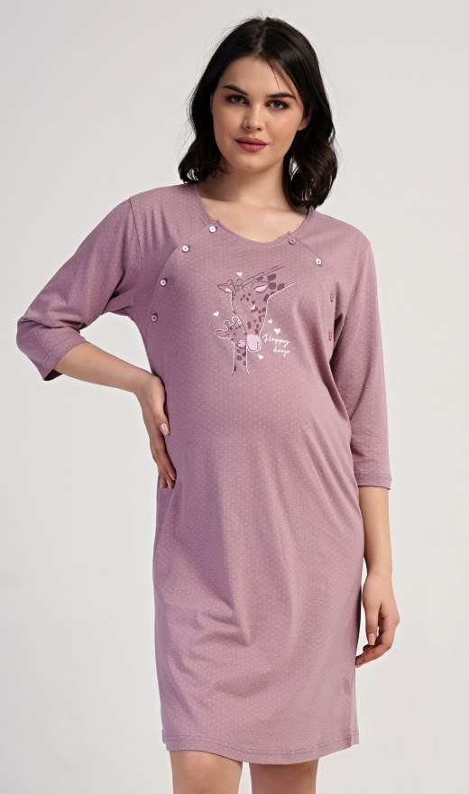 Ženska noćna košulja za trudnice Emily - Dojilica noćna košulja s kratkim rukavima