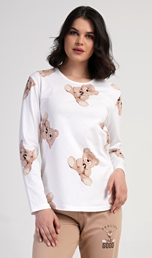 Ženska duga pidžama Teddy bear - Ženske pidžame s dugim rukavima