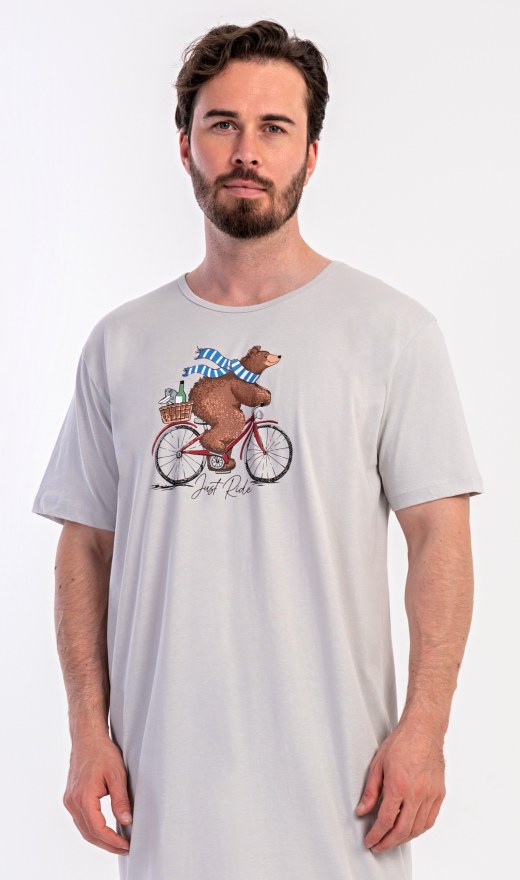 Muška noćna košulja s kratkim rukavima Medo na biciklu - Muške noćne košulje