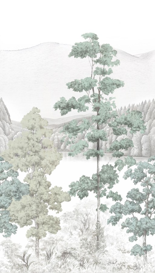 Flis fototapeta za zid, planinski krajolik, stabla, A73701 | Ljepilo gratis