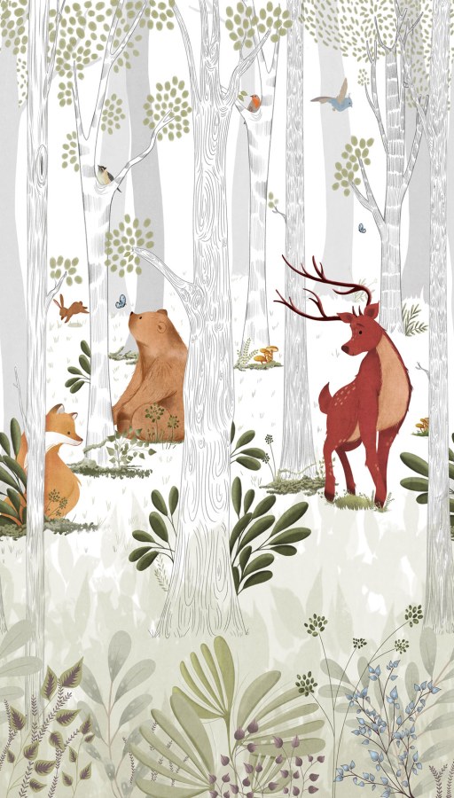 Dječja flis fototapeta za zid, životinje u šumi, A73301 | Ljepilo gratis Dječja flis fototapeta za zid, životinje u šumi, A73301 | Ljepilo gratis