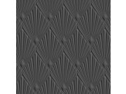 Luksuzna geometrijska flis tapeta za zid | sivo-crna | Art deco | Z30324 | Ljepilo besplatno
