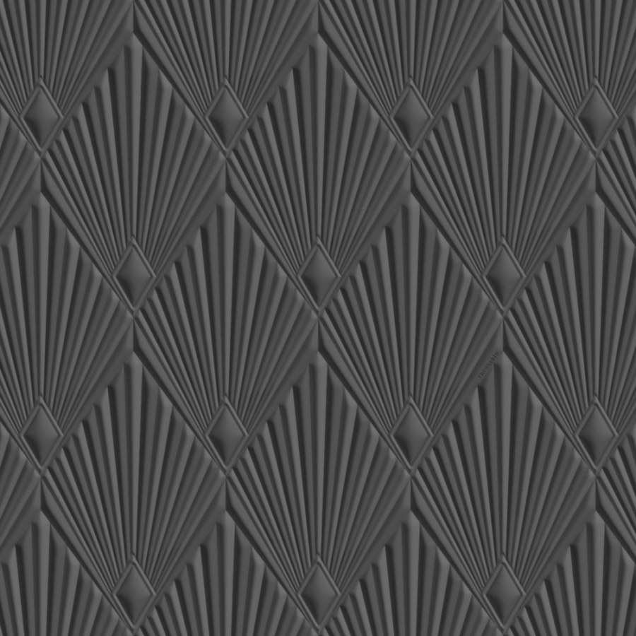 Luksuzna geometrijska flis tapeta za zid | sivo-crna | Art deco | Z30324 | Ljepilo besplatno