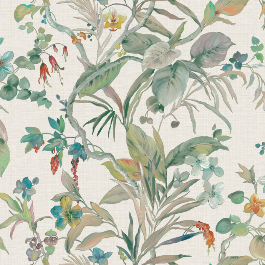 Luksuzna flis tapeta za zid | krem | cvijeće | listovi | Z30326 | Ljepilo besplatno - Zambaiti Parati