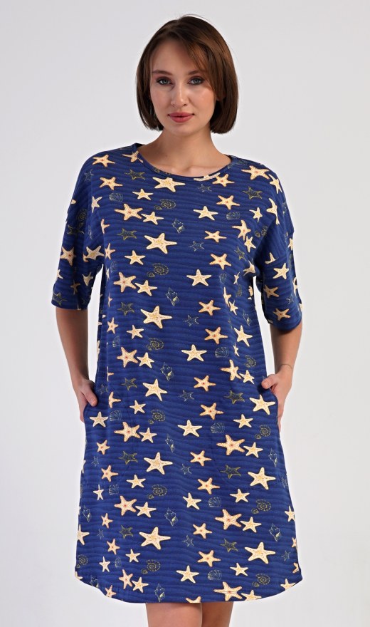 Ženska kućna haljina s tročetvrt rukavima Zvijezde