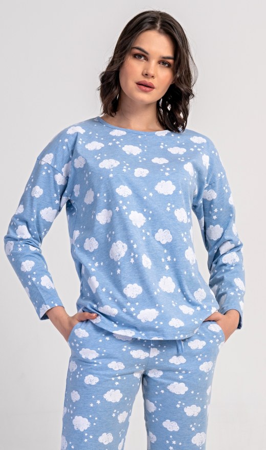 Duga ženska pidžama Obláček - Ženske pidžame s dugim rukavima