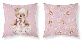 DETEXPOL Navlaka za jastučić Medvjedić s mašnom Pamuk, 40/40 cm Jastučići - pokrivači za jastuke