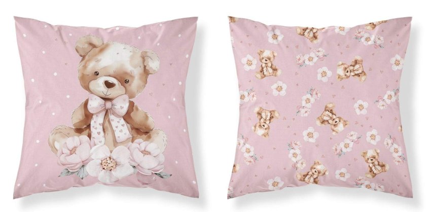 DETEXPOL Navlaka za jastučić Medvjedić s mašnom Pamuk, 40/40 cm - pokrivači za jastuke