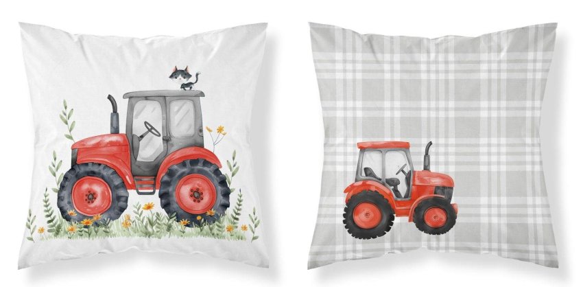 DETEXPOL Navlaka za jastuk Traktor crveni Pamuk, 40/40 cm - pokrivači za jastuke