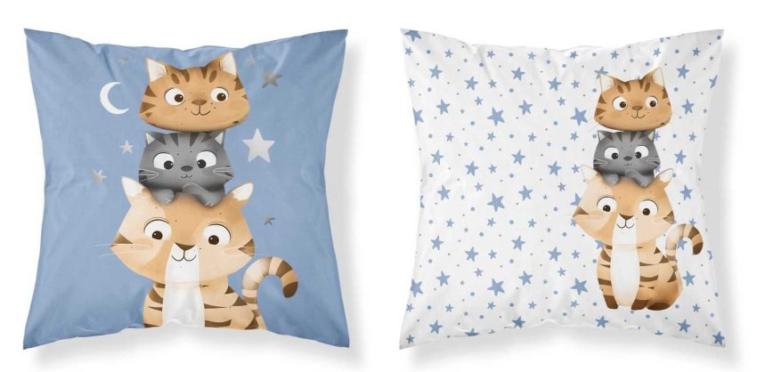 DETEXPOL Navlaka za jastuk Mačkice plava Pamuk, 40/40 cm - pokrivači za jastuke