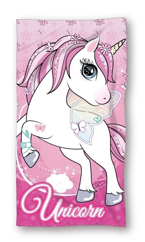 FARO Ručnik Jednorog cvjetići Pamuk - Frotir, 70/140 cm - ručnici za plažu
