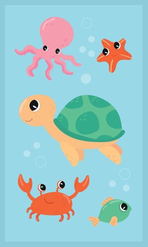 FARO Dječji ručnik Morski svijet Pamuk - Frotir, 50/30 cm - Ručnik 50x30 cm