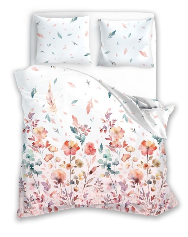 FARO Francuska posteljina pamučni saten Milagro Verde 01 Cvjetići Pamuk - Saten, 220/200, 2x70/80 cm